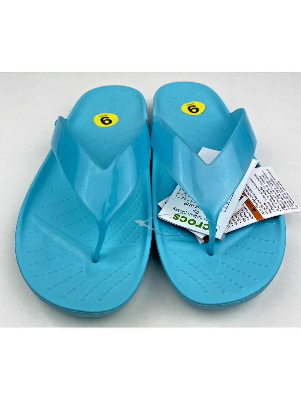 Crocs Splash Glossy Flip Flops Aqua Blue Women’s Size 9 NWT Thongs New Sandals